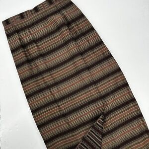Vintage Joan Leslie Faux Wrap Skirt Maxi Long Brown Gold 90's Womens Size 10